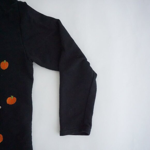 Vintage BellePointe Black Pumpkin Scarecrow Cotton Halloween Holiday Cardigan L - Picture 4 of 11